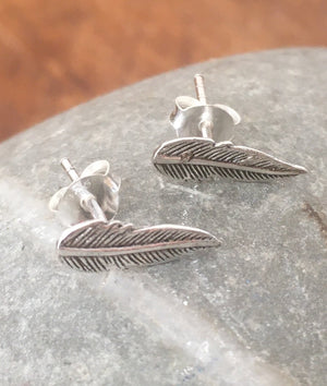 Sterling Silver Feather Stud Earrings Tiger Lily London