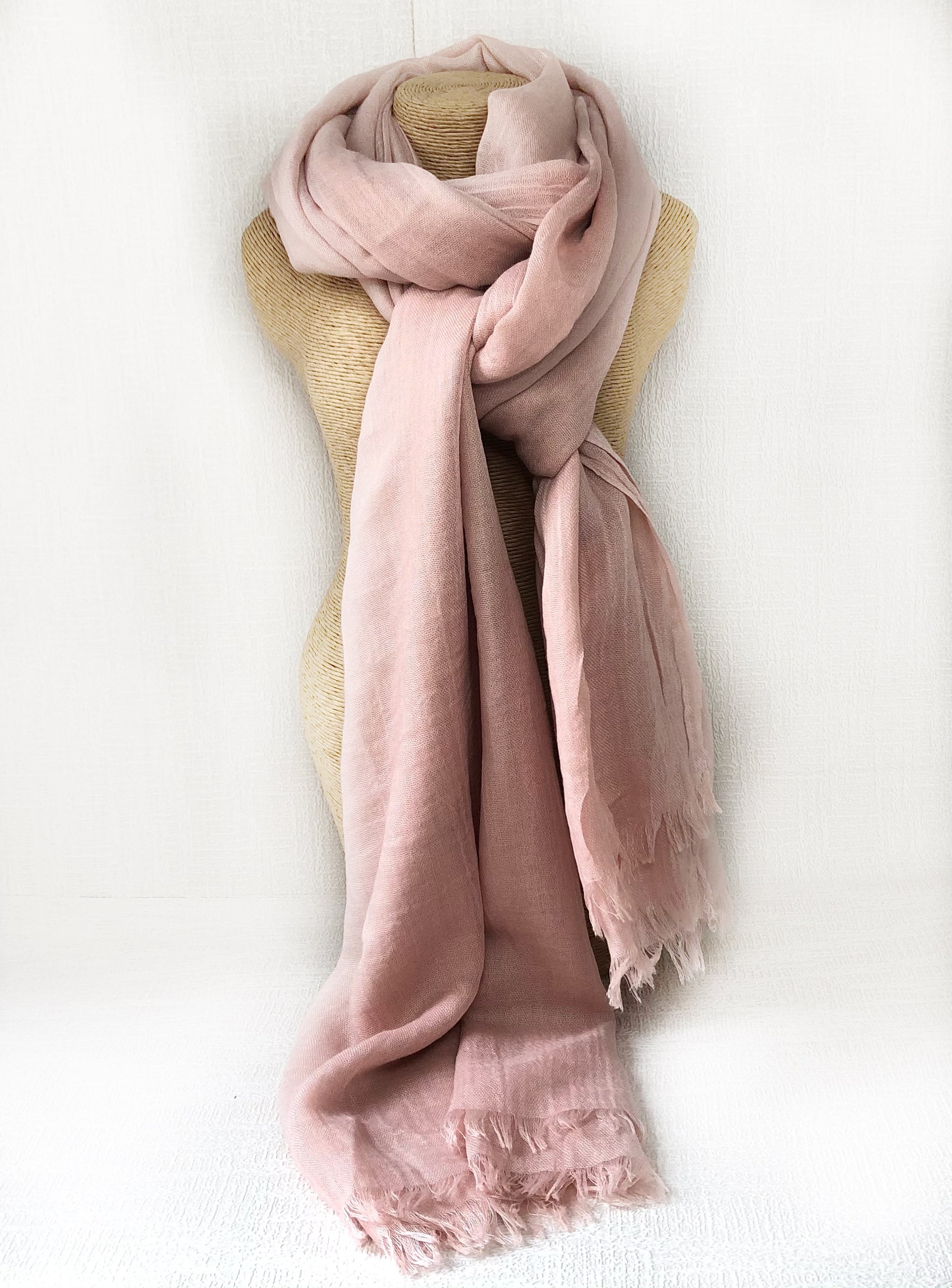 Coral Rose Wool Cotton Scarf