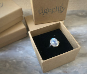 Oval Moonstone Sterling Silver Ring