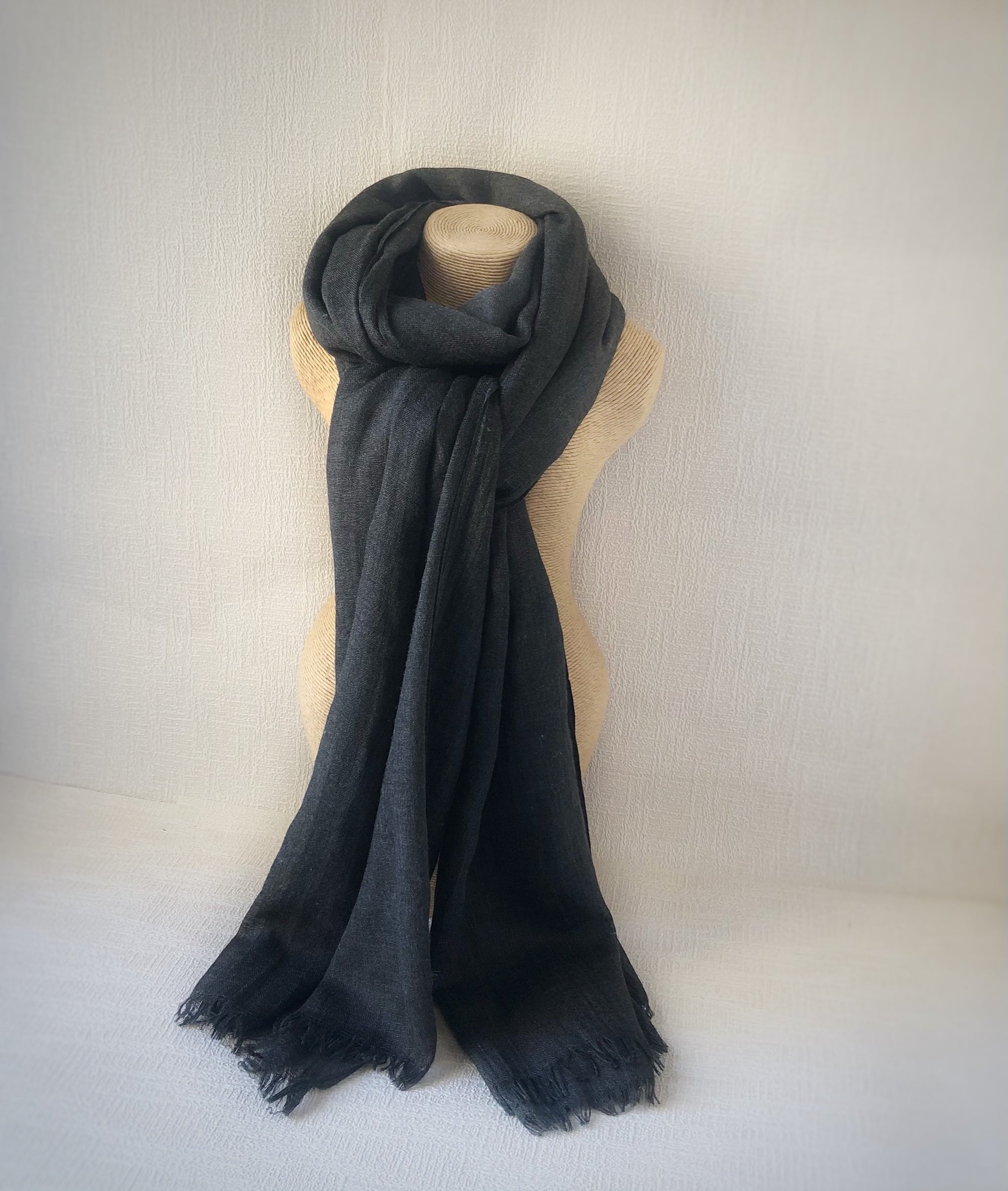 Charcoal Wool Cotton Scarf