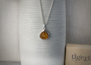 Baltic Amber Sterling Silver Drop Pendant Necklace Tiger Lily London