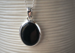 Black Onyx Silver Pendant Necklace