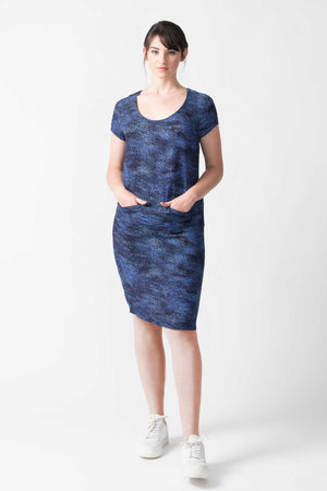 Blue Spray Print Abene Ecovero Dress by SKFK