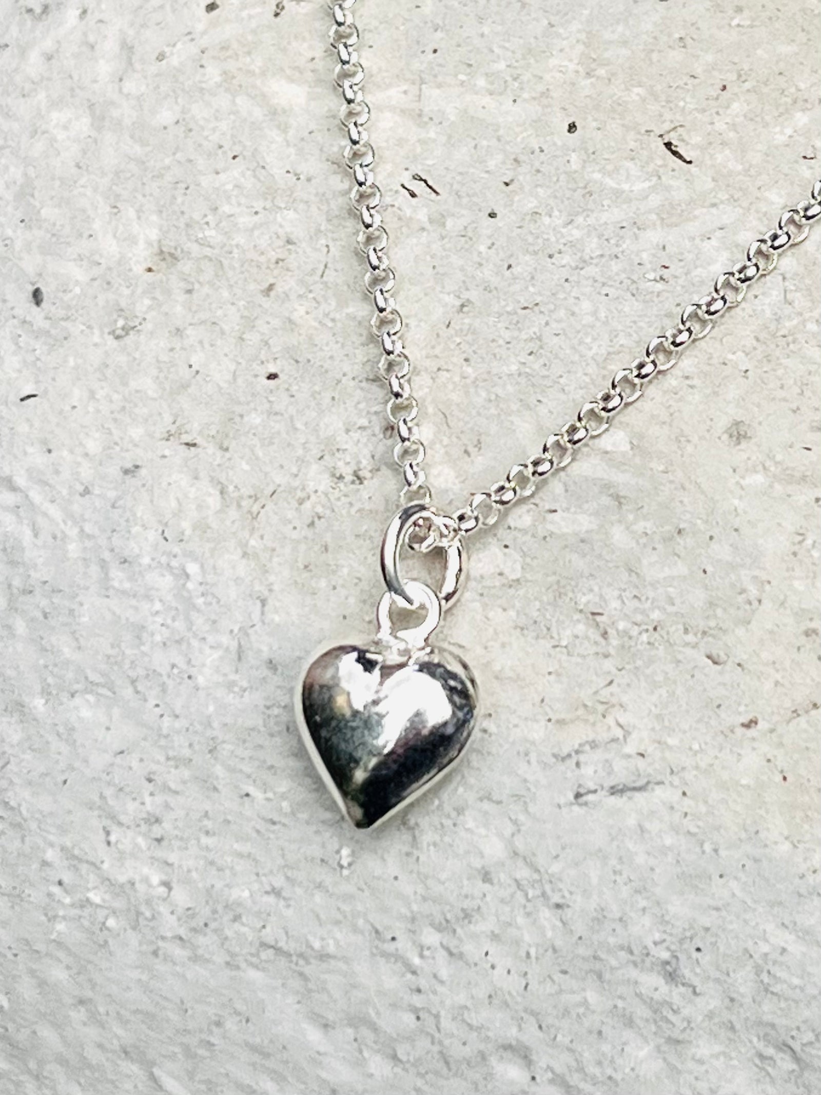 Sterling Silver Heart Charm Pendant Necklace