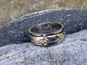 Sterling Silver Spinner Etched Meditation Ring