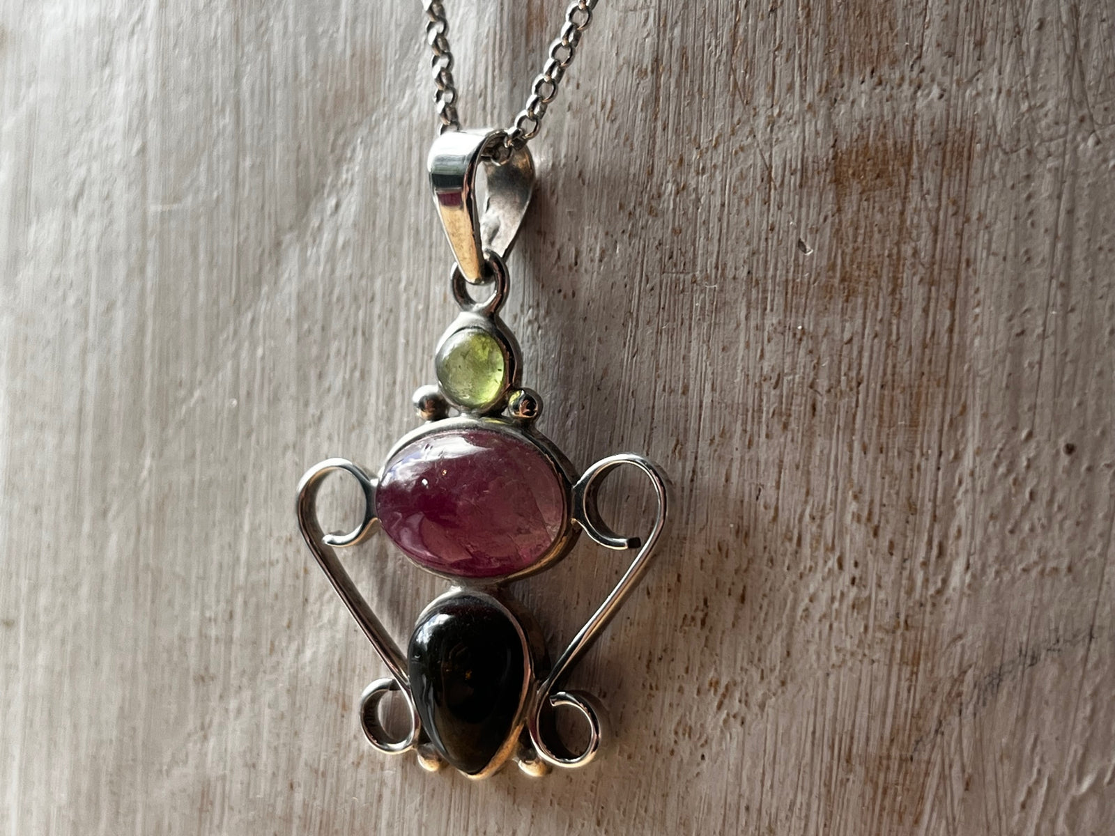 Tourmaline Multi-Stone Silver Pendant necklace