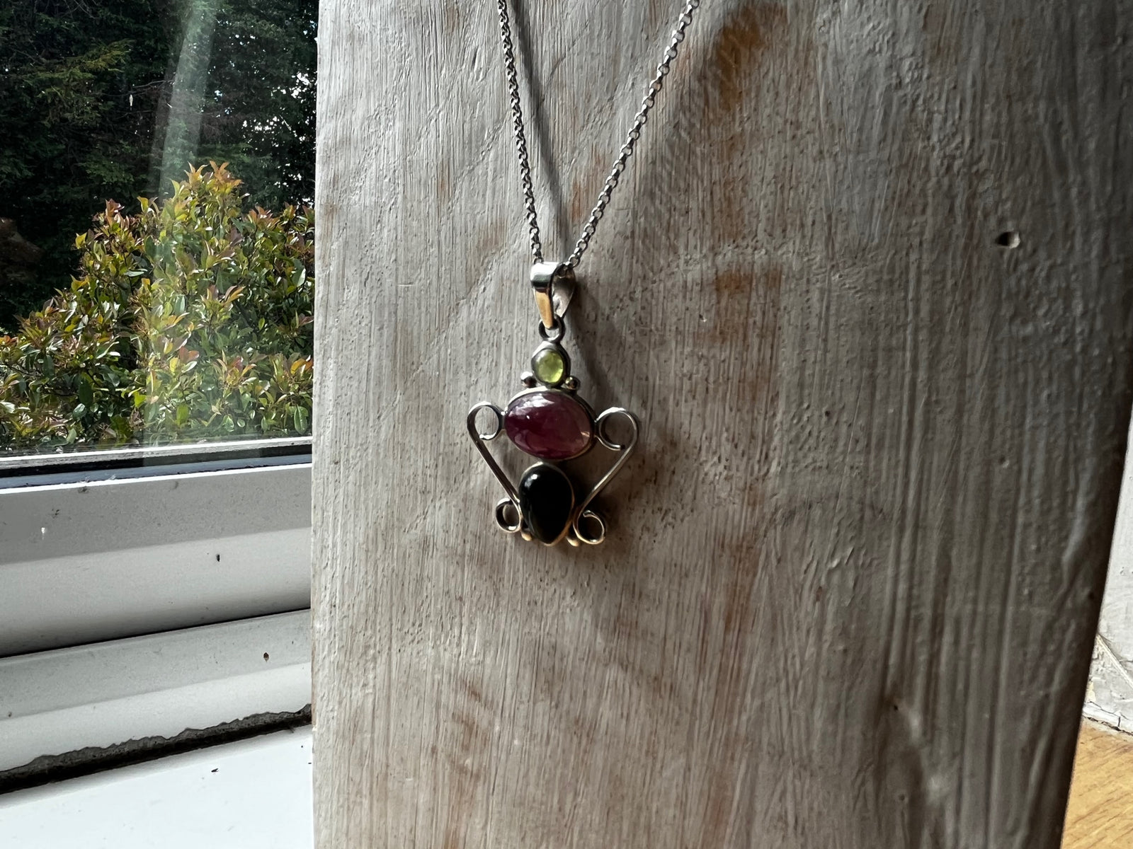 Tourmaline Multi-Stone Silver Pendant necklace