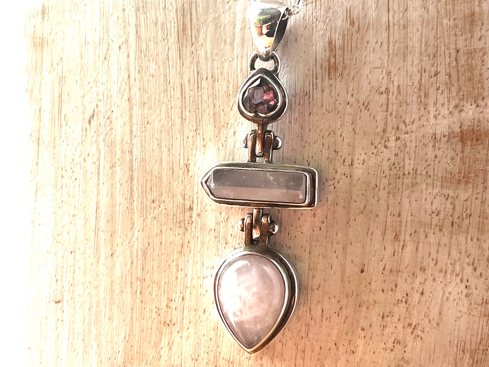 Rose Quartz and Amethyst Pendant Necklace