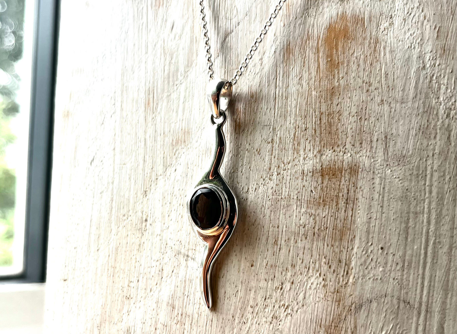 Smoky Quartz Olivia Silver Pendant Necklace