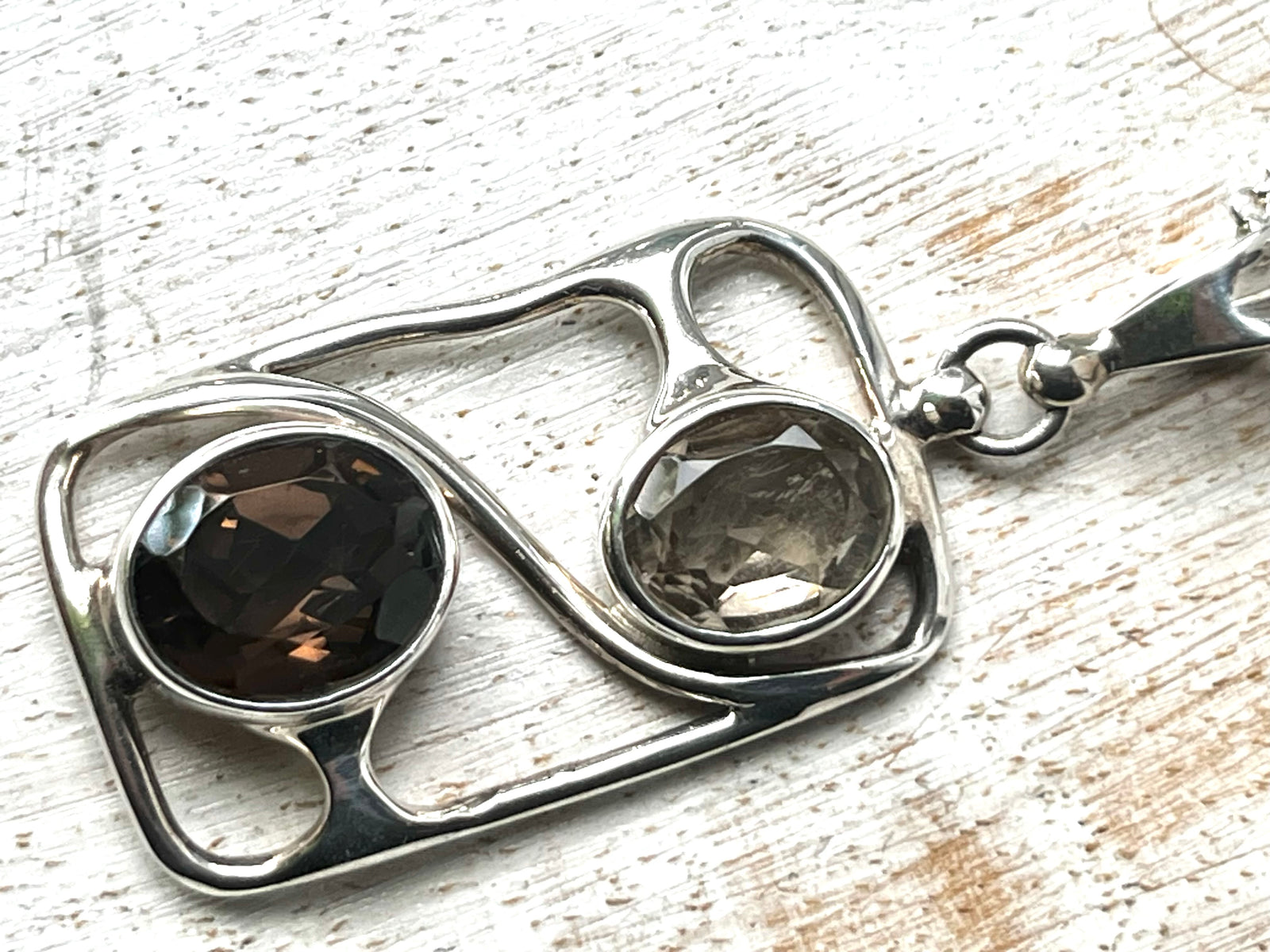 Smoky Quartz Tia Silver Pendant Necklace