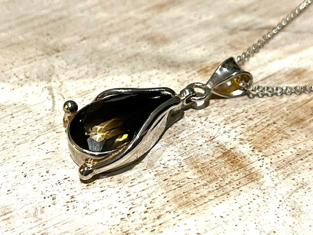 Smoky Quartz Alicia Silver Pendant Necklace