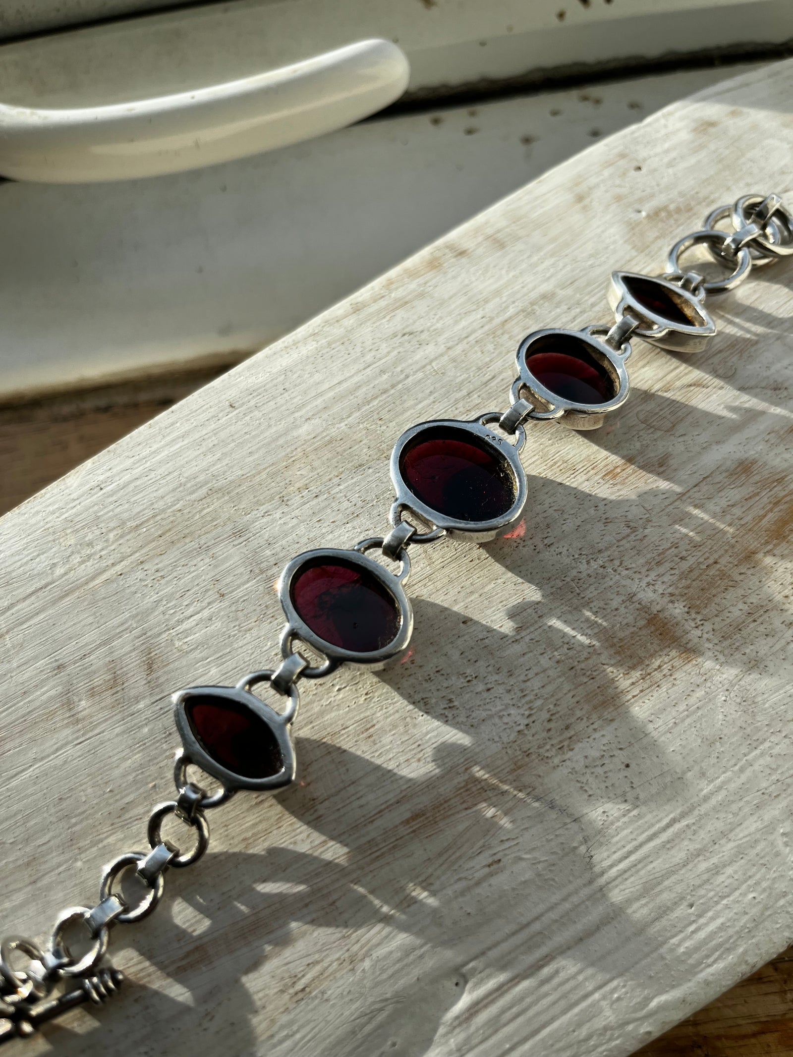 Chunky Garnet Sterling Silver Gemstone Bracelet