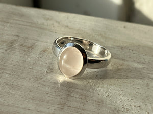 Small Rose Quartz Sterling Silver Ring