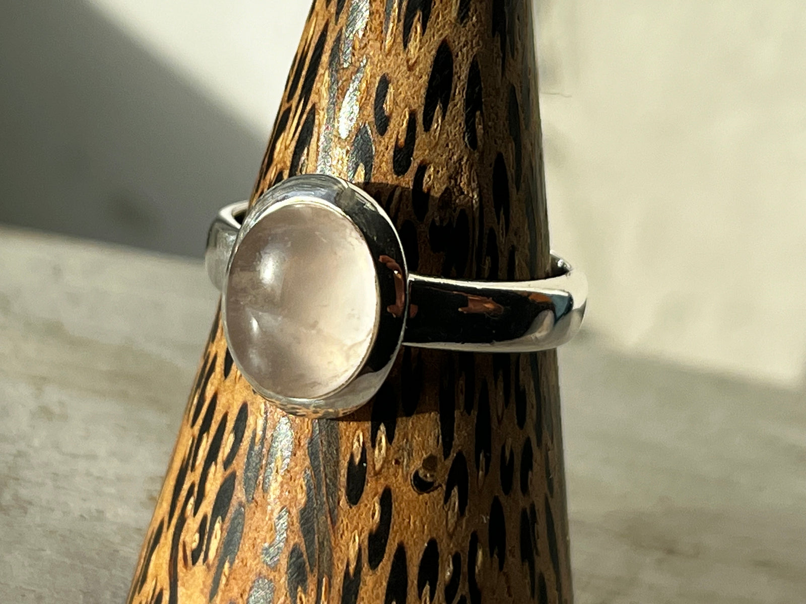 Small Oval Rose Quartz Sterling Silver Ring