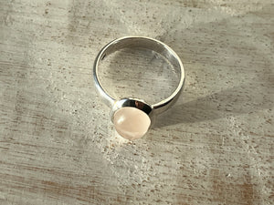 Small Rose Quartz Sterling Silver Ring