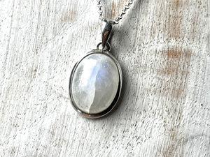 Moonstone Sterling Silver Pendant Necklace