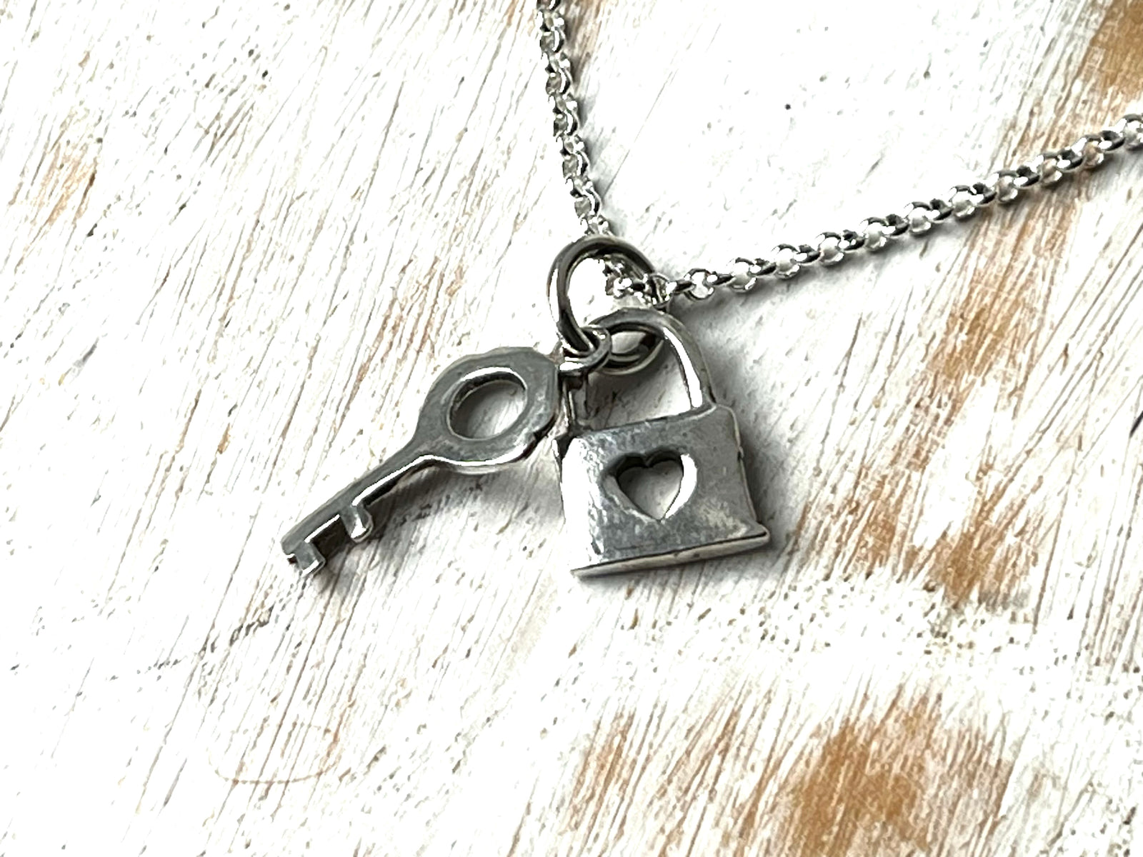 Sterling Silver Padlock &amp; Key Pendant Necklace by Tiger Lily London.