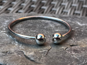 Sterling Silver 3mm Adjustable Torque Bangle