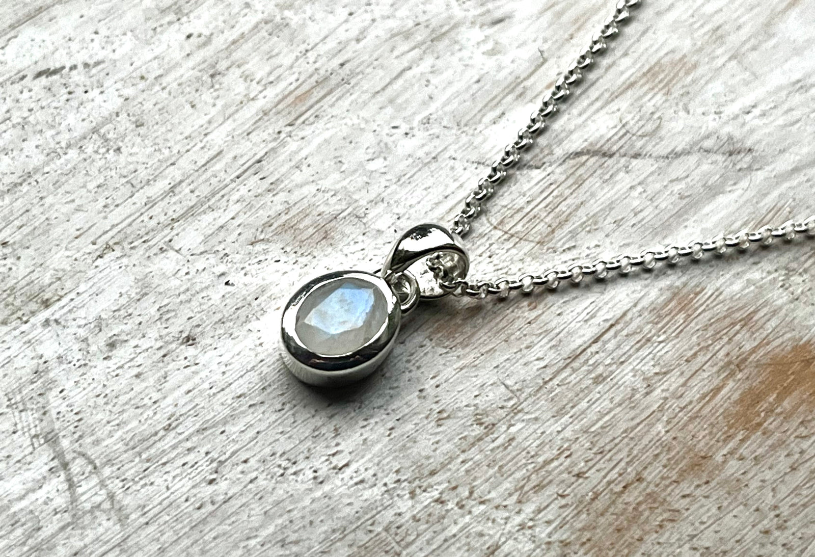 Small Moonstone Sterling Silver Pendant Necklace Tiger Lily London 