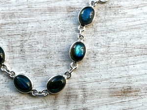 Labradorite Gemstone Sterling Silver Bracelet