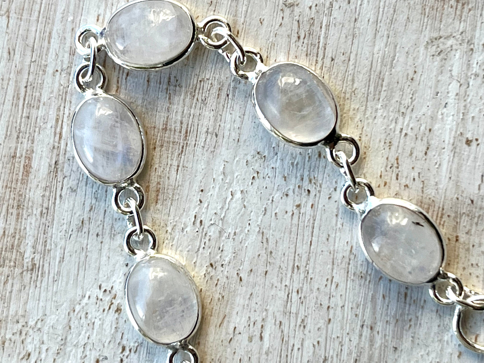 Rainbow Moonstone Sterling Silver Bracelet Tiger Lily London