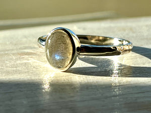 Small Oval Labradorite Sterling Silver Ring