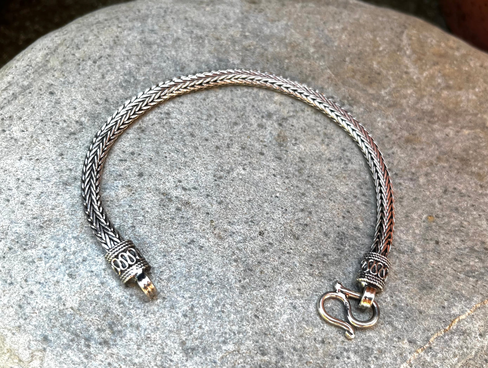 Sterling Silver Flat Rope Unisex Snake Bracelet 5mm