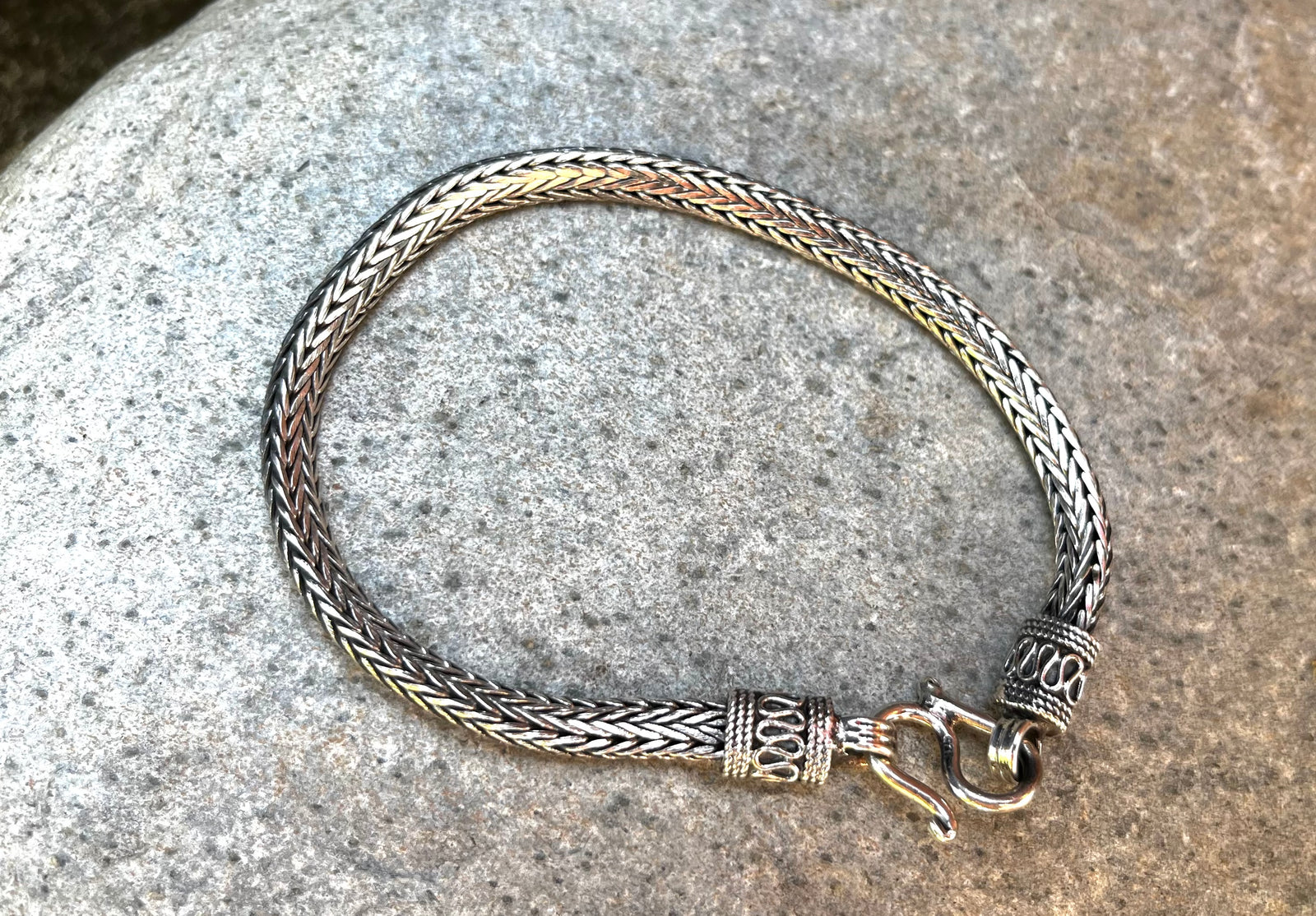 Sterling Silver Flat Rope Unisex Snake Bracelet 5mm