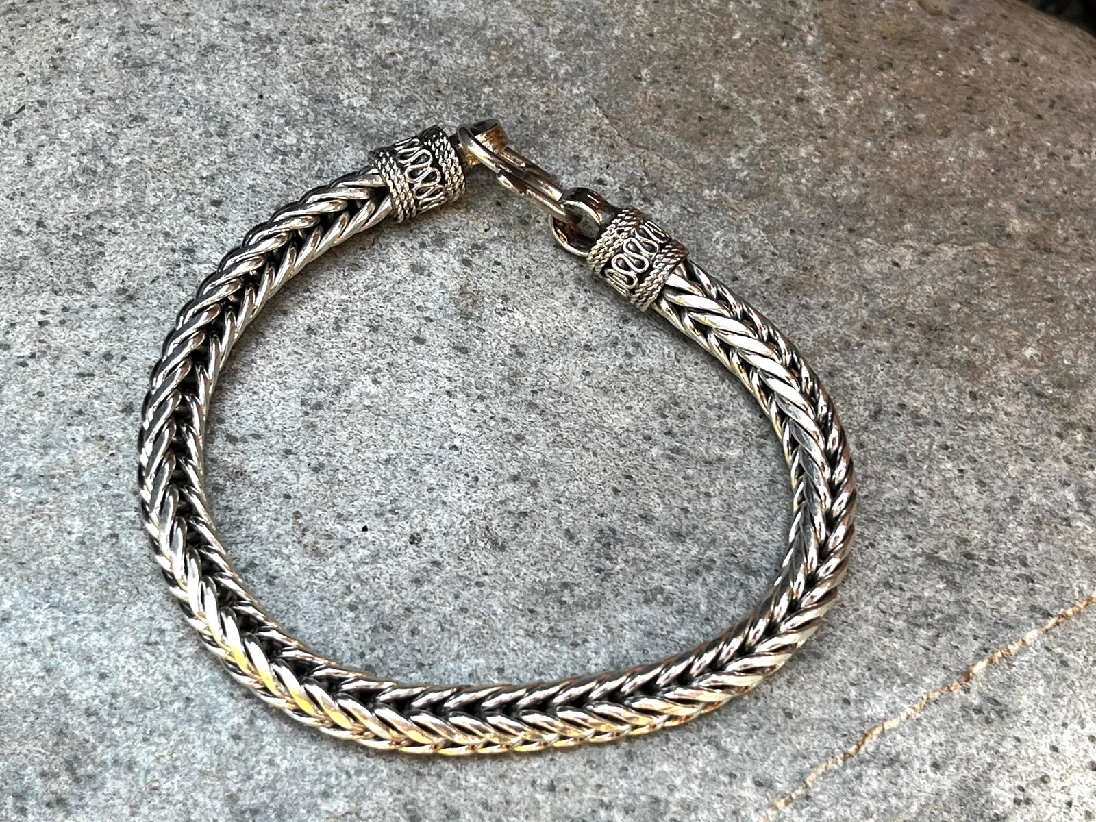 Sterling Silver Chunky Rope Unisex Snake Bracelet 8mm