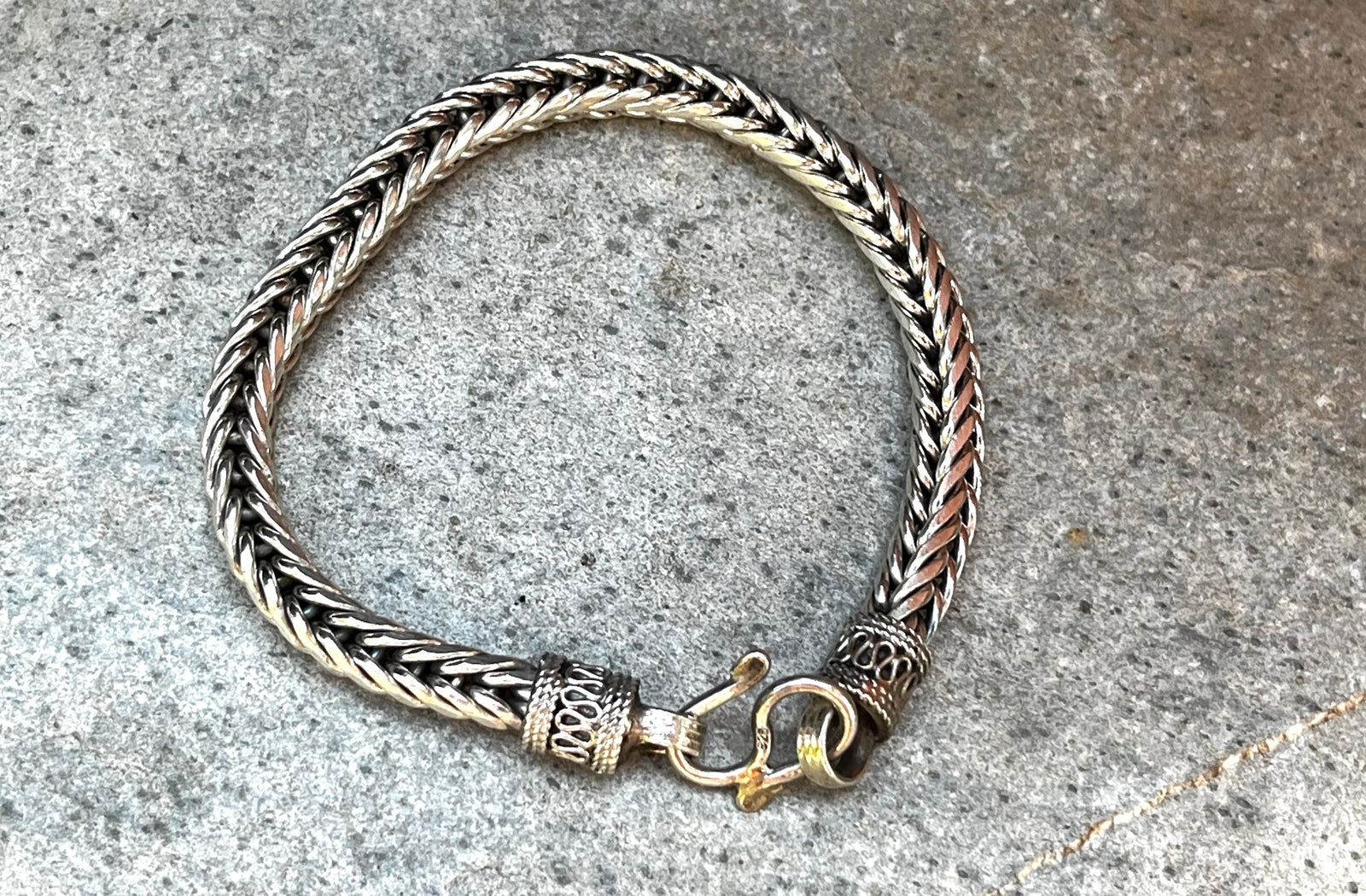 Sterling Silver Chunky Rope Unisex Snake Bracelet 8mm