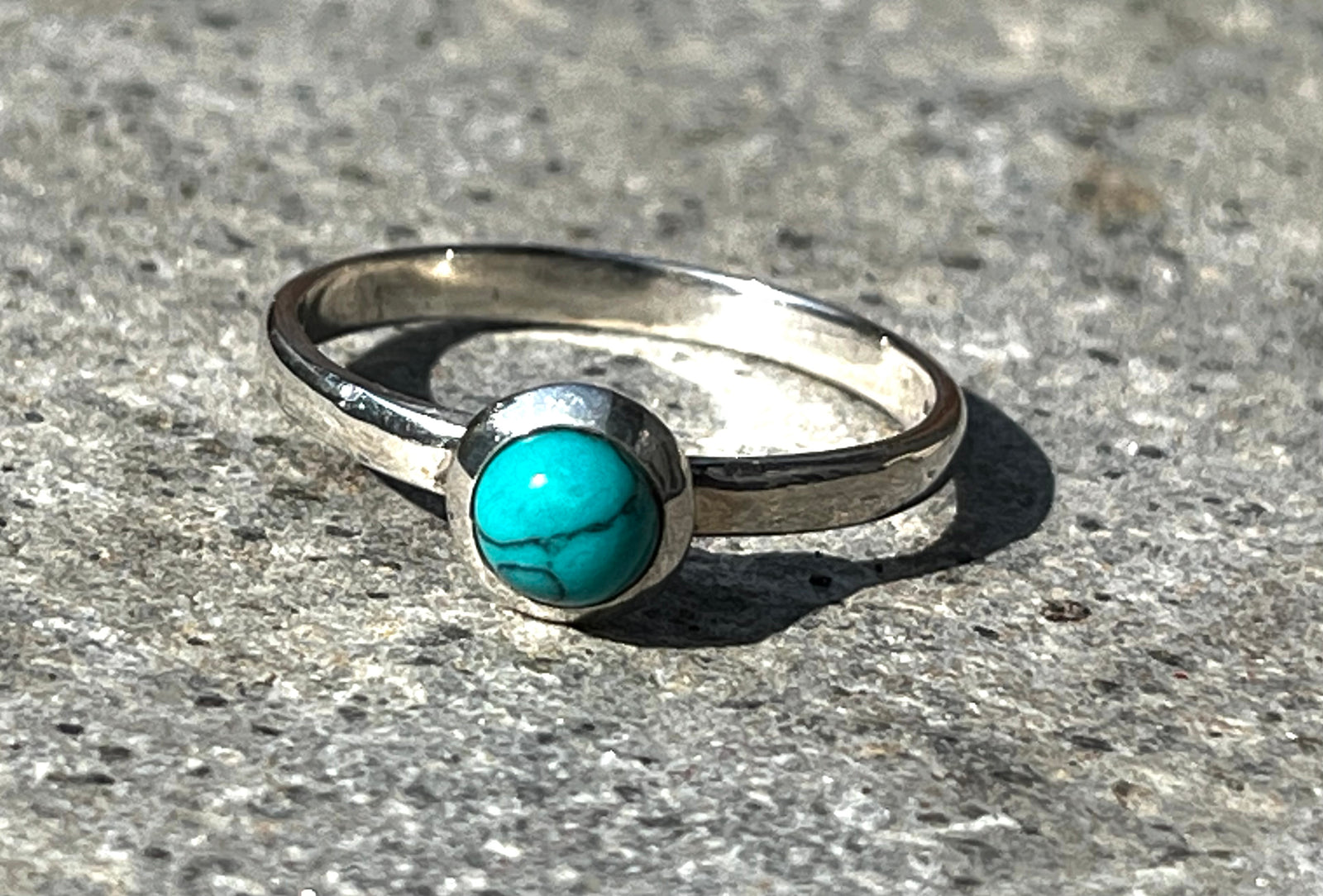 Small Round Turquoise Sterling Silver Ring