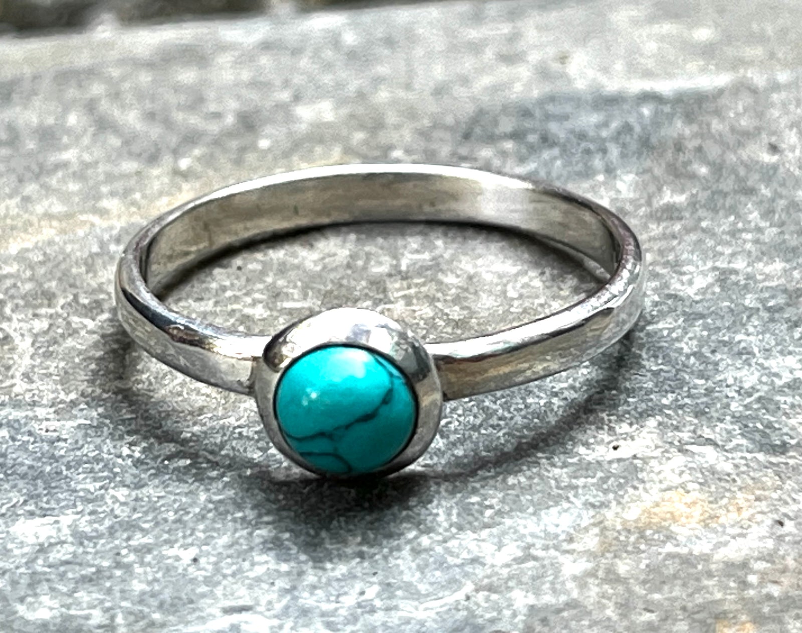 Small Round Turquoise Sterling Silver Ring
