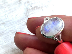 Large Moonstone Sterling Silver Ring