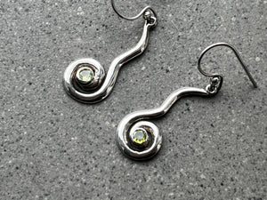 Peridot Spiral Silver Earrings