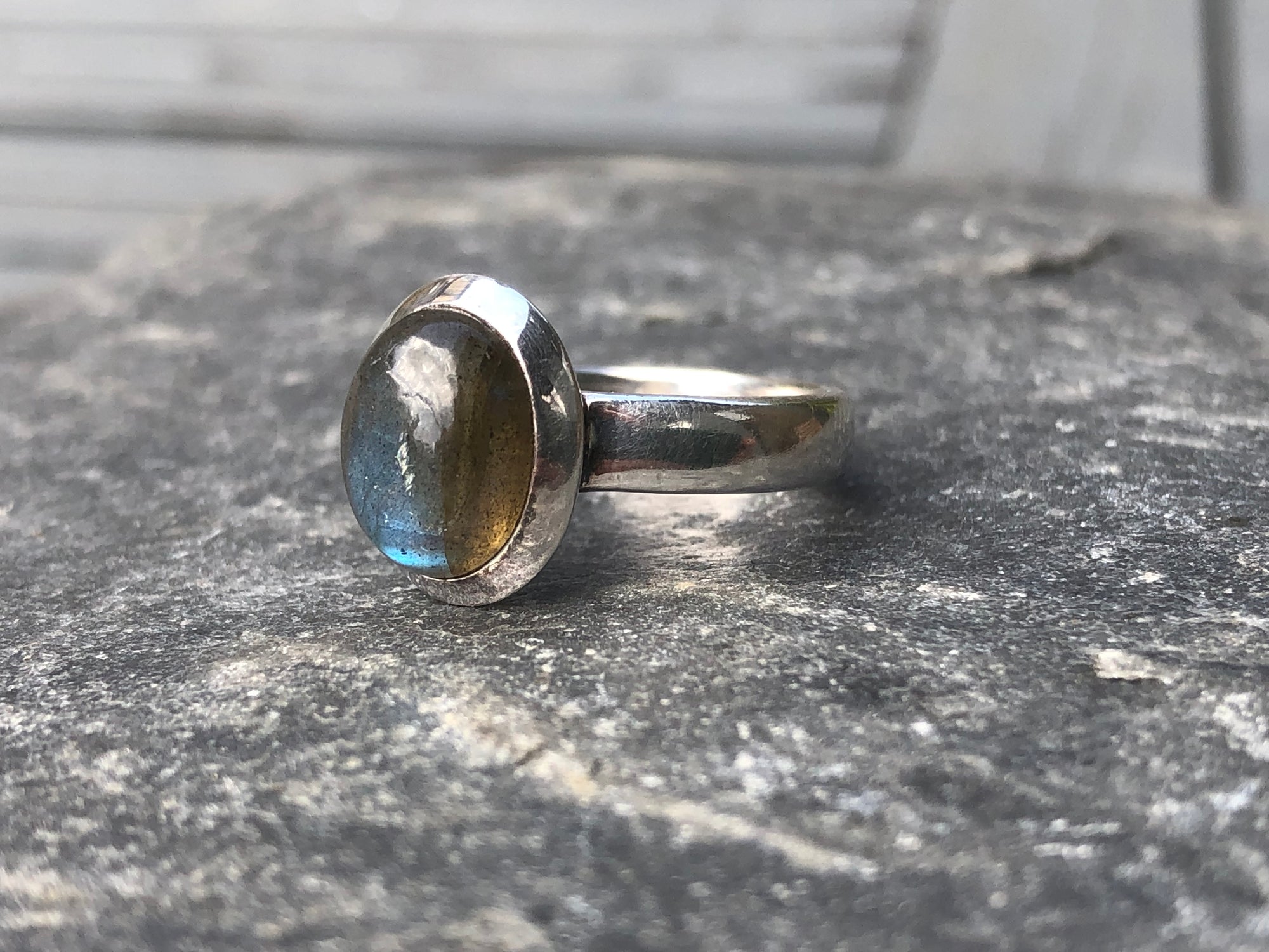 Small Medium Labradorite Oval Sterling Silver Ring