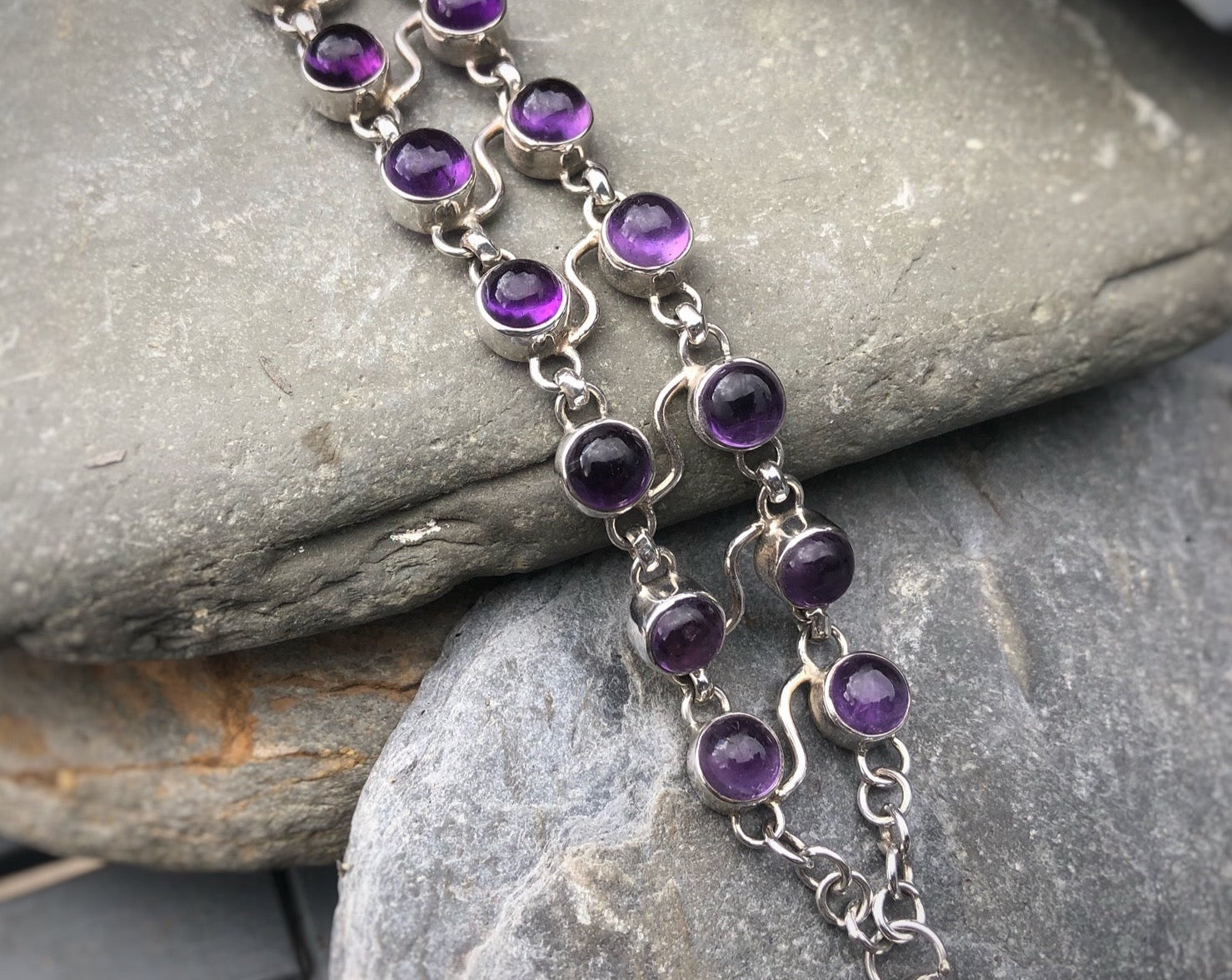 Amethyst Multi-Stone Silver Bracelet