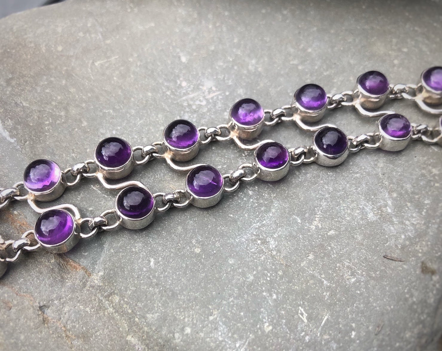 Amethyst Multi-Stone Silver Bracelet