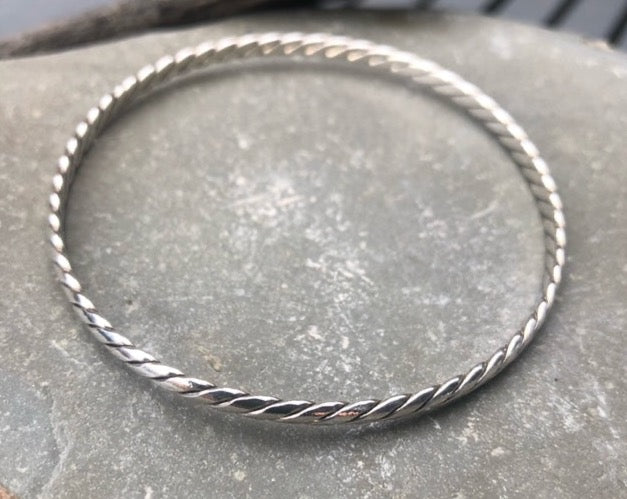 Sterling Silver Twisted 4mm Rope Bangle