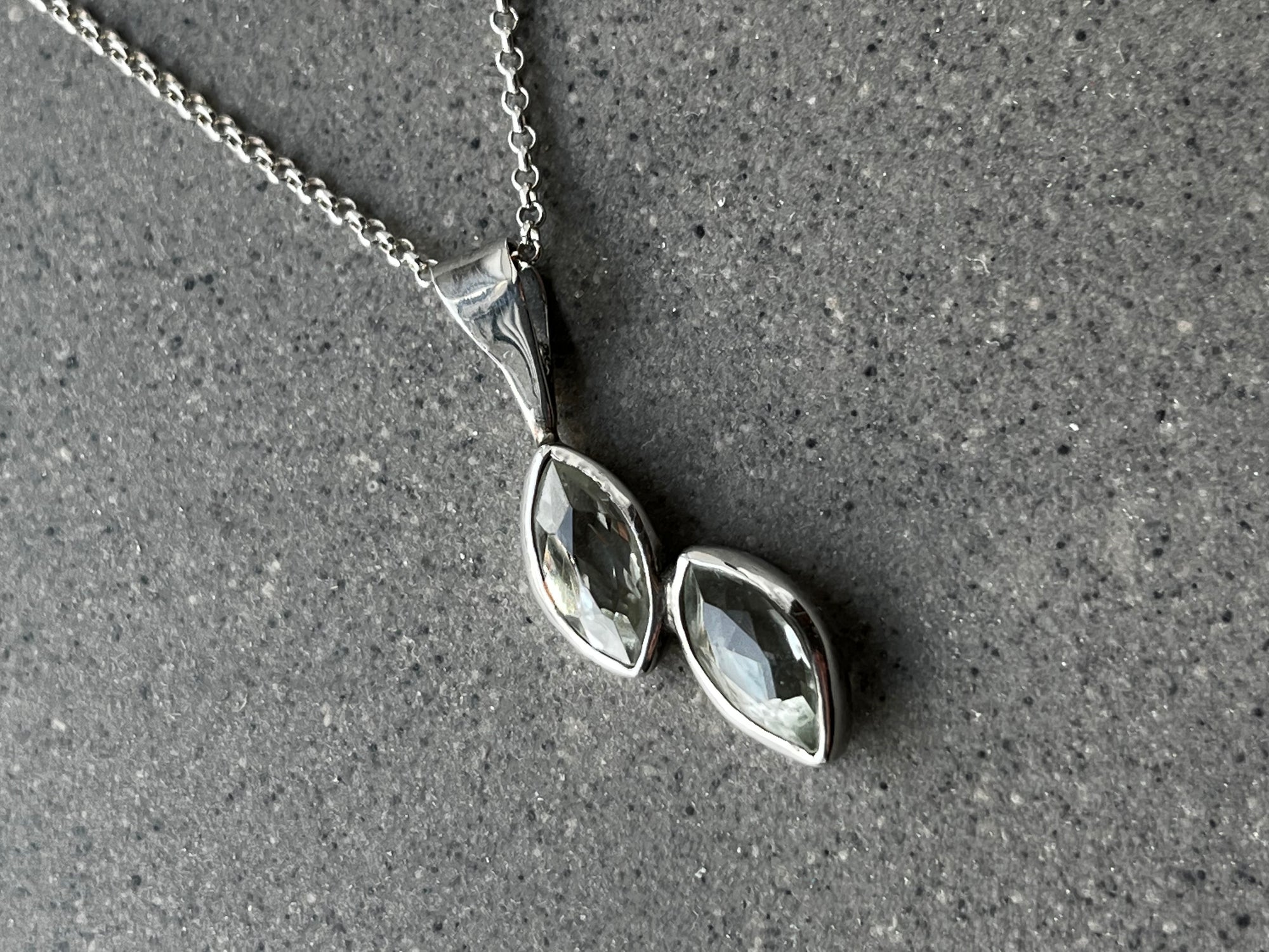 Green Amethyst Silver Pendant Necklace
