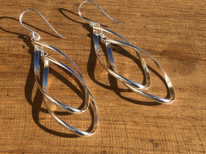 Sterling Silver Double Teardrop Dangling Earrings Tiger Lily London