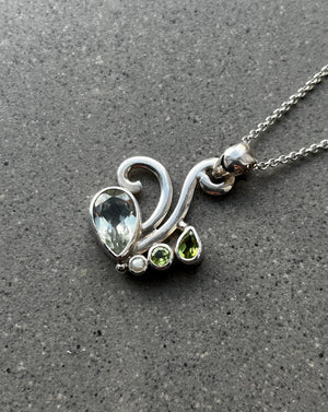 Green Amethyst and Peridot Juliette Silver Pendant Necklace