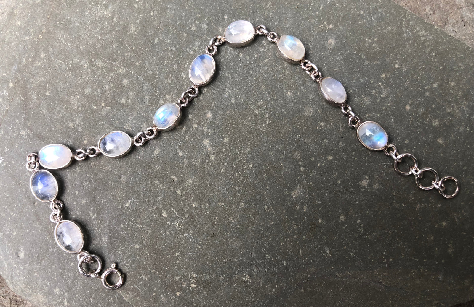 Rainbow Moonstone Sterling Silver Bracelet Tiger Lily London