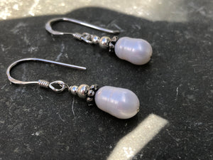 Floral Pearl Silver Drop Earrings