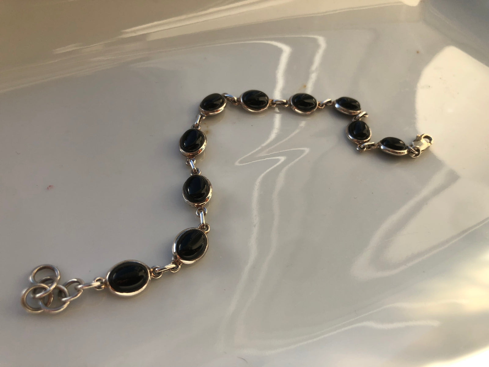 Oval Black Onyx Sterling Silver Bracelet
