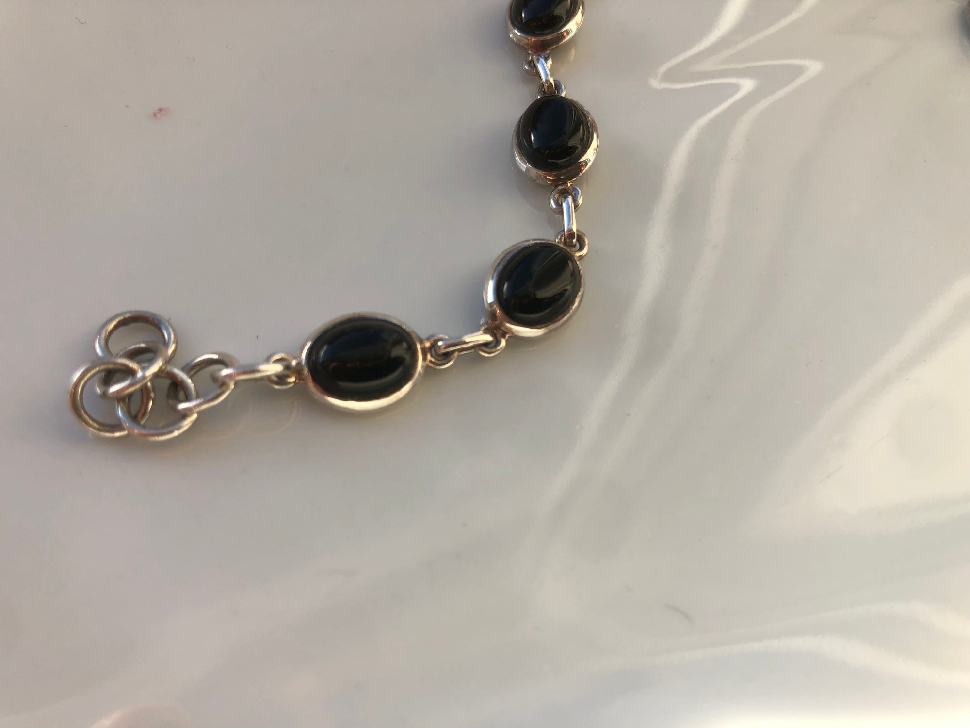 Oval Black Onyx Sterling Silver Bracelet