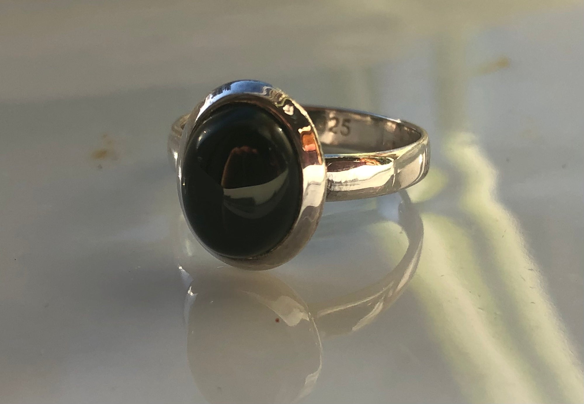 Black Onyx Oval Sterling Silver Ring