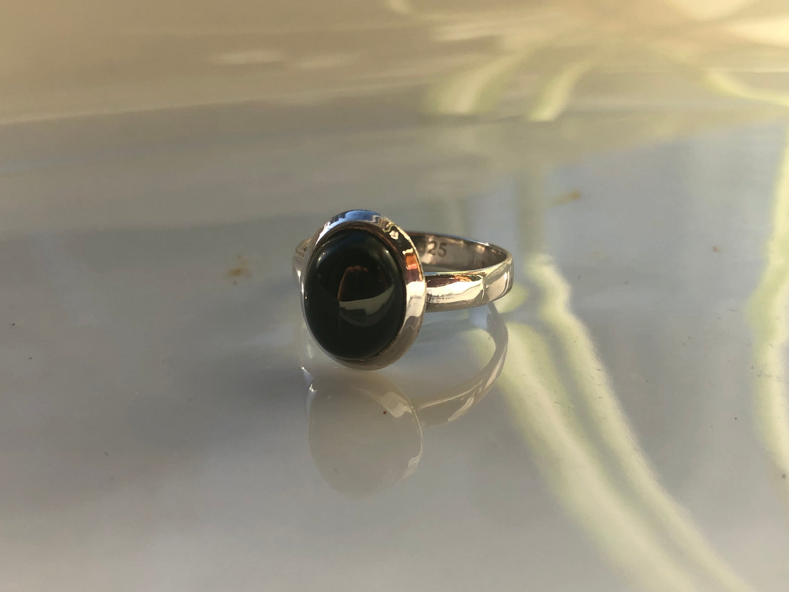 Black Onyx Oval Sterling Silver Ring