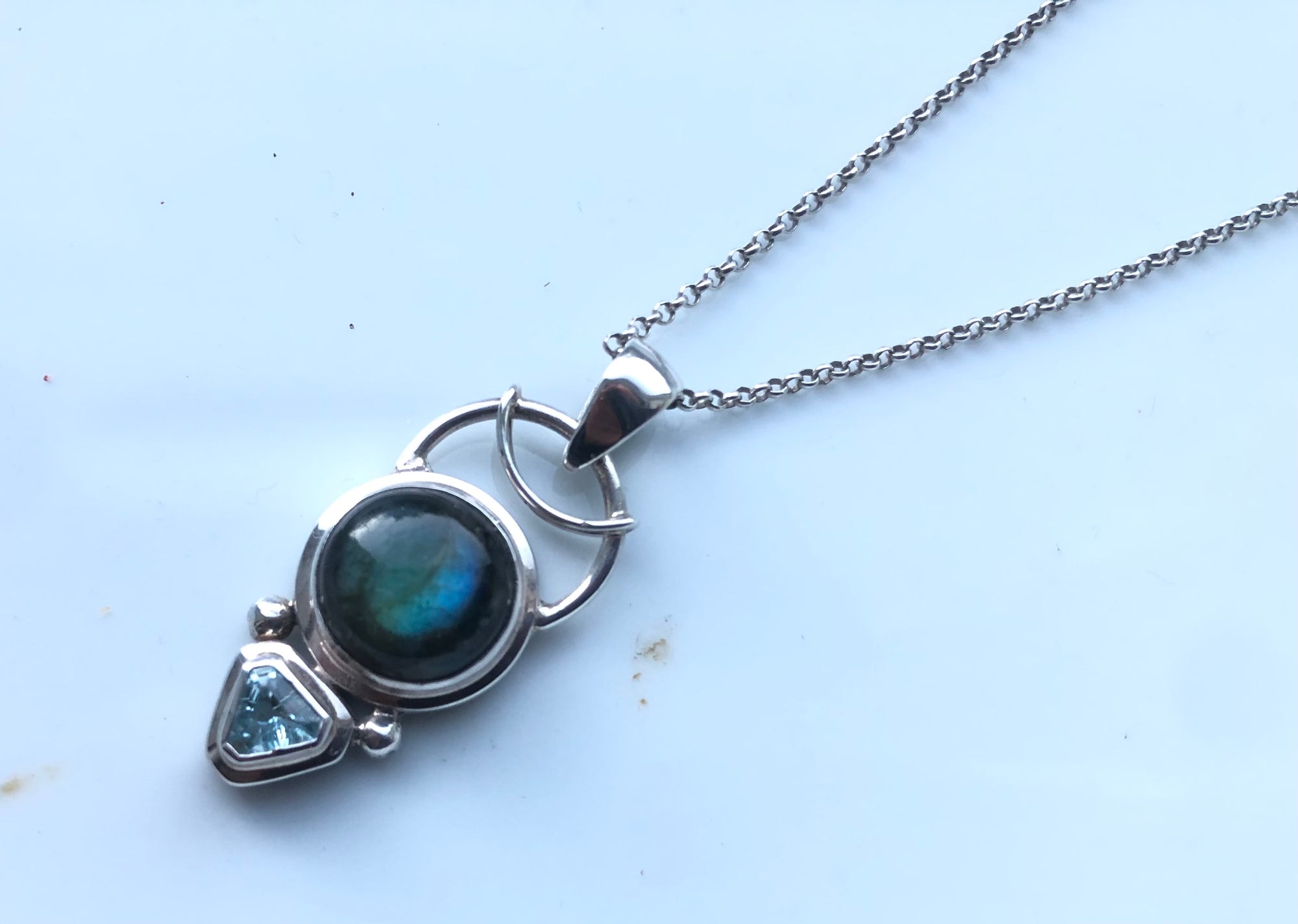 Labradorite and Blue Topaz Pendant Necklace