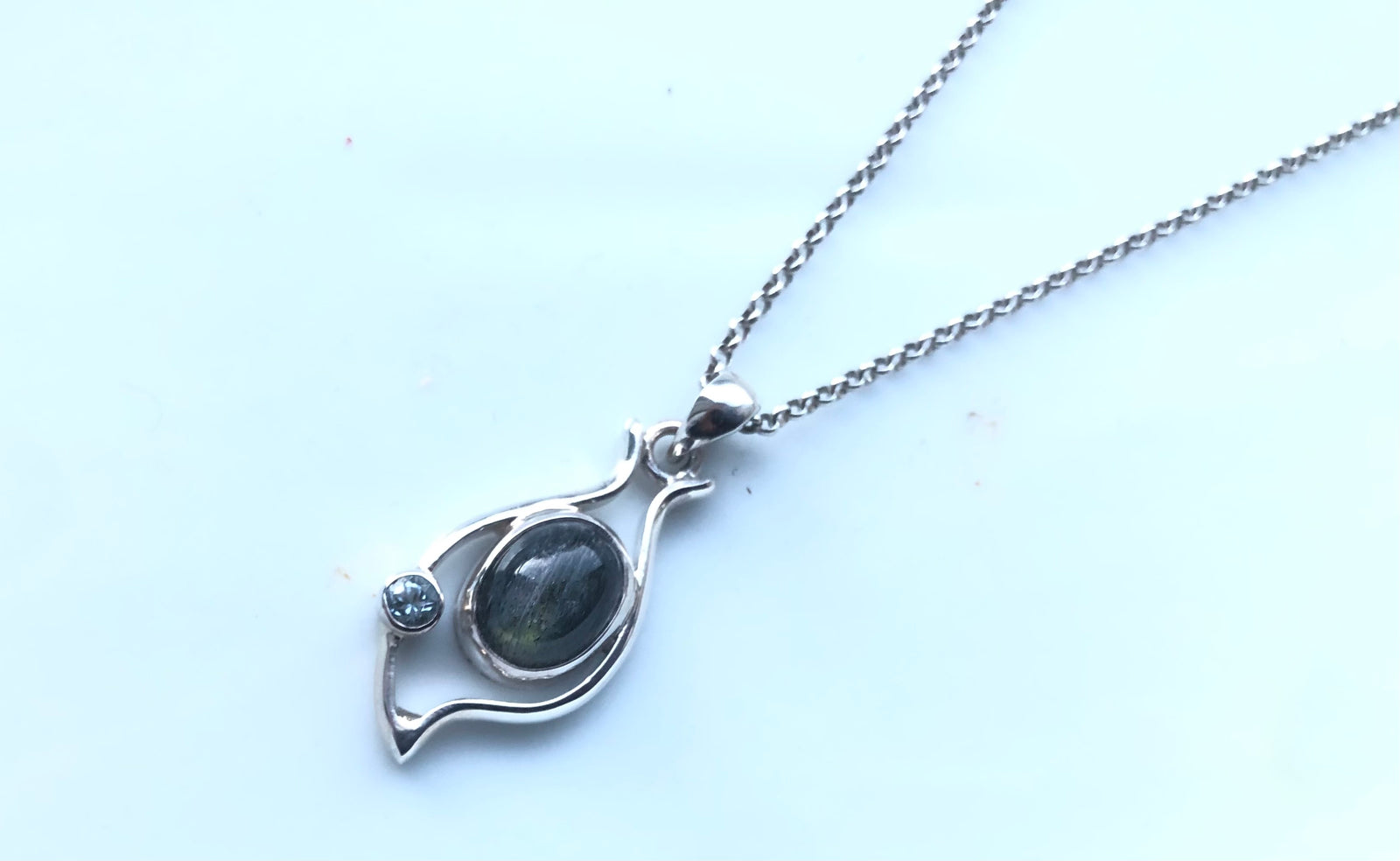 Labradorite and Blue Topaz Sterling Silver Pendant Necklace