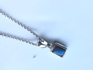 Labradorite Rectangle Silver Pendant Necklace